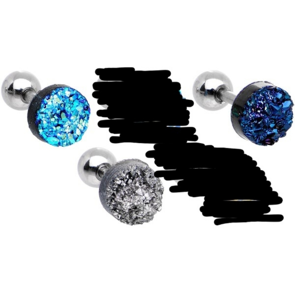 16 Gauge 1/4 Tragus Cartilage Earring Set of 3